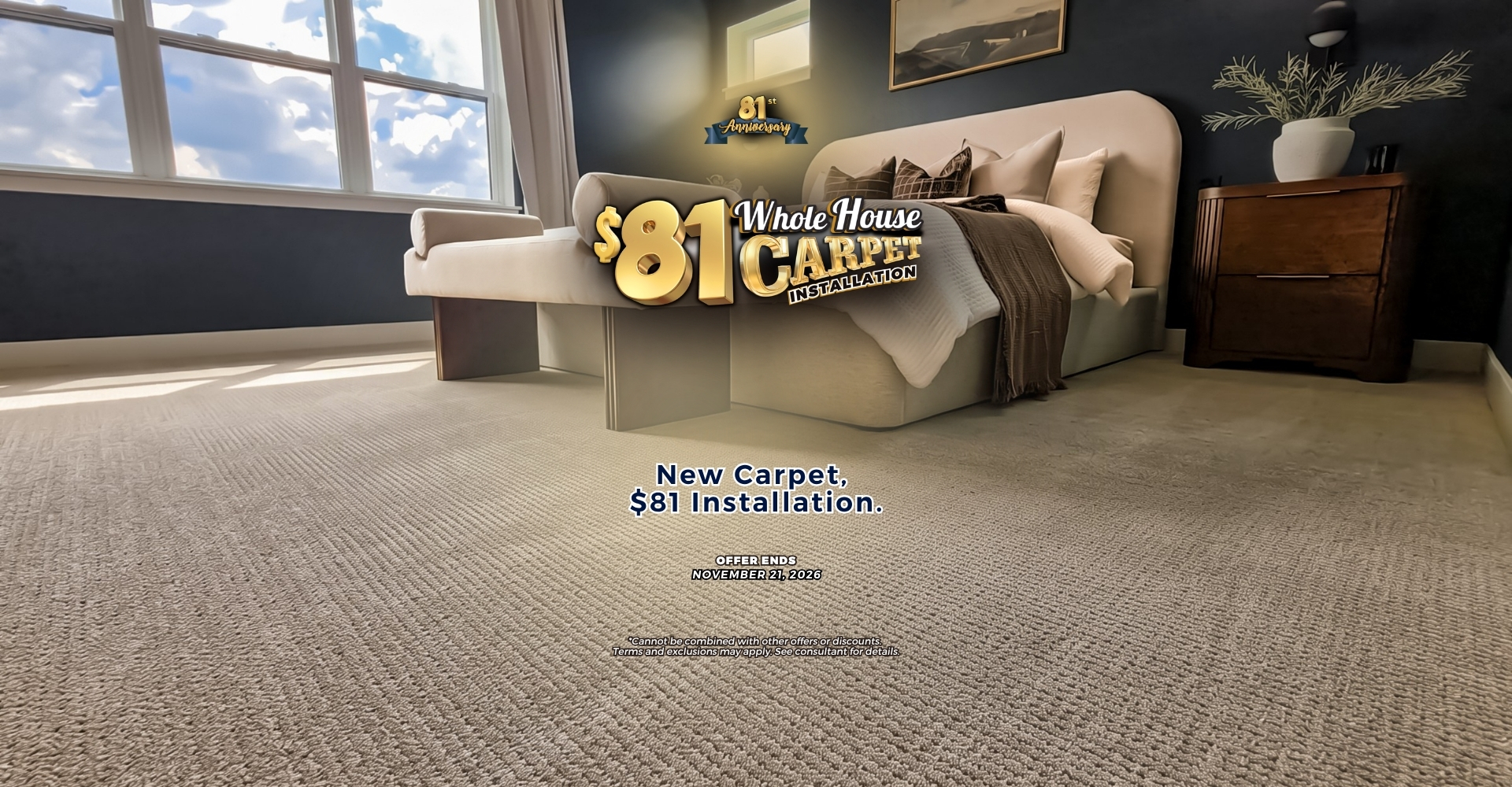 $81 carpet installation anniversary event at coyle carpet one, Madison wi