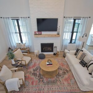 view of open concept living room from above