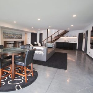 lower level in modern lake house