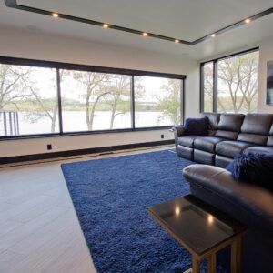modern lake house living room