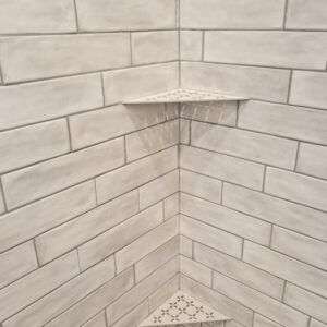 Schluter corner shelf floral, available at coyle carpet one