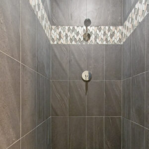 adrock shadow tile & lungarno hexagon leaf mosaic tile