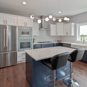 indigo blue kitchen island coyle carpet one madison, wi