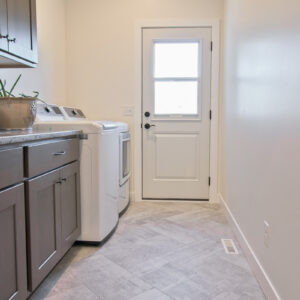 laundry room herringbone ceramic tile, Shaw Urban Coop 12x24 Gesso