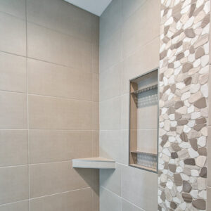 Schluter shower system recessed niche and floral shelves