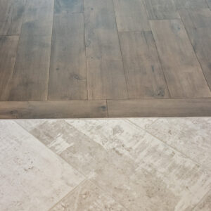 Ceramic tile floor meets hardwood floor