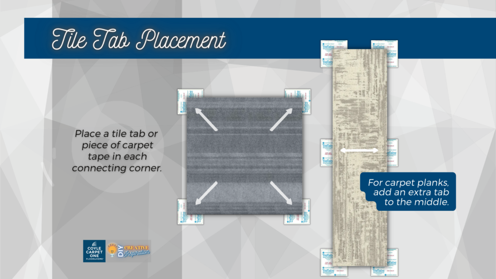 where to place carpet tile tabs on carpet tile