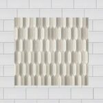 Kitchen Backsplash & Range Accent | Daltile, Revalia Peaceful Blend with Glossy White Subway Tile