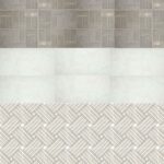 Primary Bathroom Tile | Floors: Emser - Alluro Cream Palace Marble Mosaic | Half Wall Tile: Emser - Sterlina 12x24 White | Upper Wall Tile: Topcu - Discover 2.5x5 Smoke Crackle