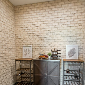 wine cellar with wood-look luxury vinyl plank