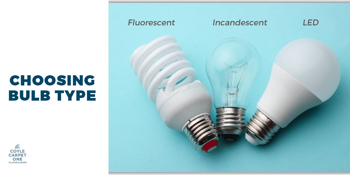 choosing type of light bulb, fluorescent, incandescent, or LED light bulbs