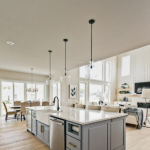 classic contemporary blue kitchen island