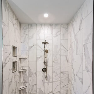 midwestern modern ranch style custom shower installation