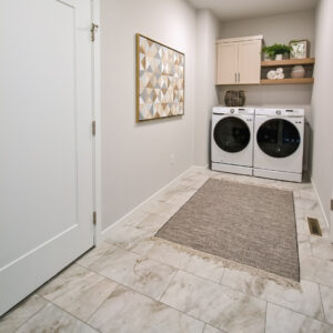 midwestern modern ranch style laundry and garage entry design