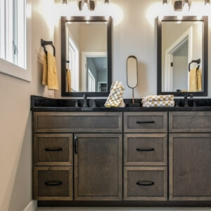 modern transitional retreat primary bathroom vanity