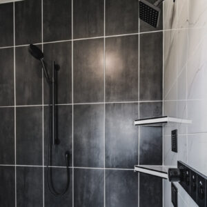 moonshine polished tile with polar black tile