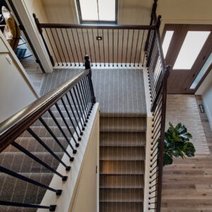 transitional french tudor staircase design