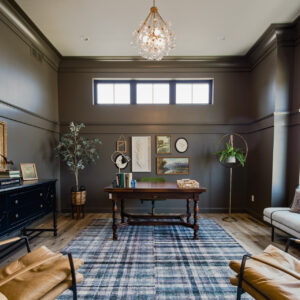 transitional french tudor home office design