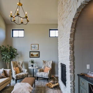 transitional french tudor sunroom design