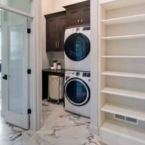 transitional french tudor walk-in closet