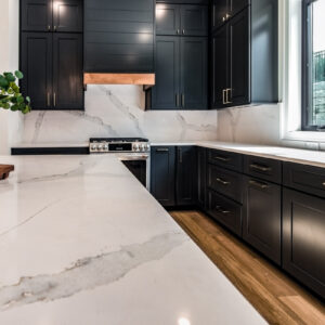 black kitchen cabinets from Shiloh cabinetry in iron ore on maple