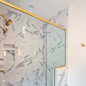 12x24 marbled shower wall tile from MSI, Eden in statuary white, polished