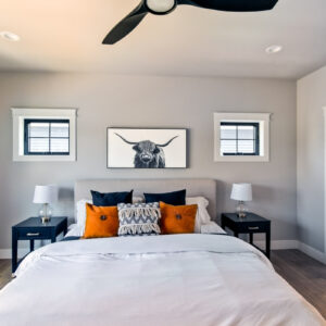 Urban Farmhouse primary bedroom design