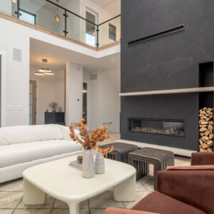 modern transitional great room and loft view
