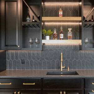 chic geometric modern wet bar backsplash