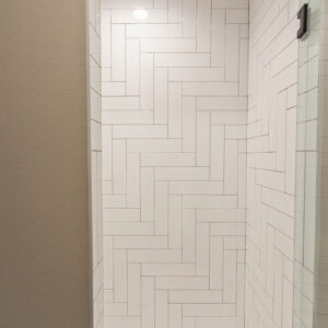 white shower tile by trends in ceramic, carrollton 4x16 white