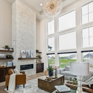 chic geometric modern great room