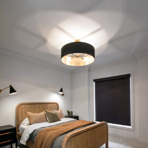 Classic Elegance Design, Cozy bedroom featuring Shaw Floors Aerial Arts Collection carpet in Frost, offering a soft, inviting texture and light color for a serene space